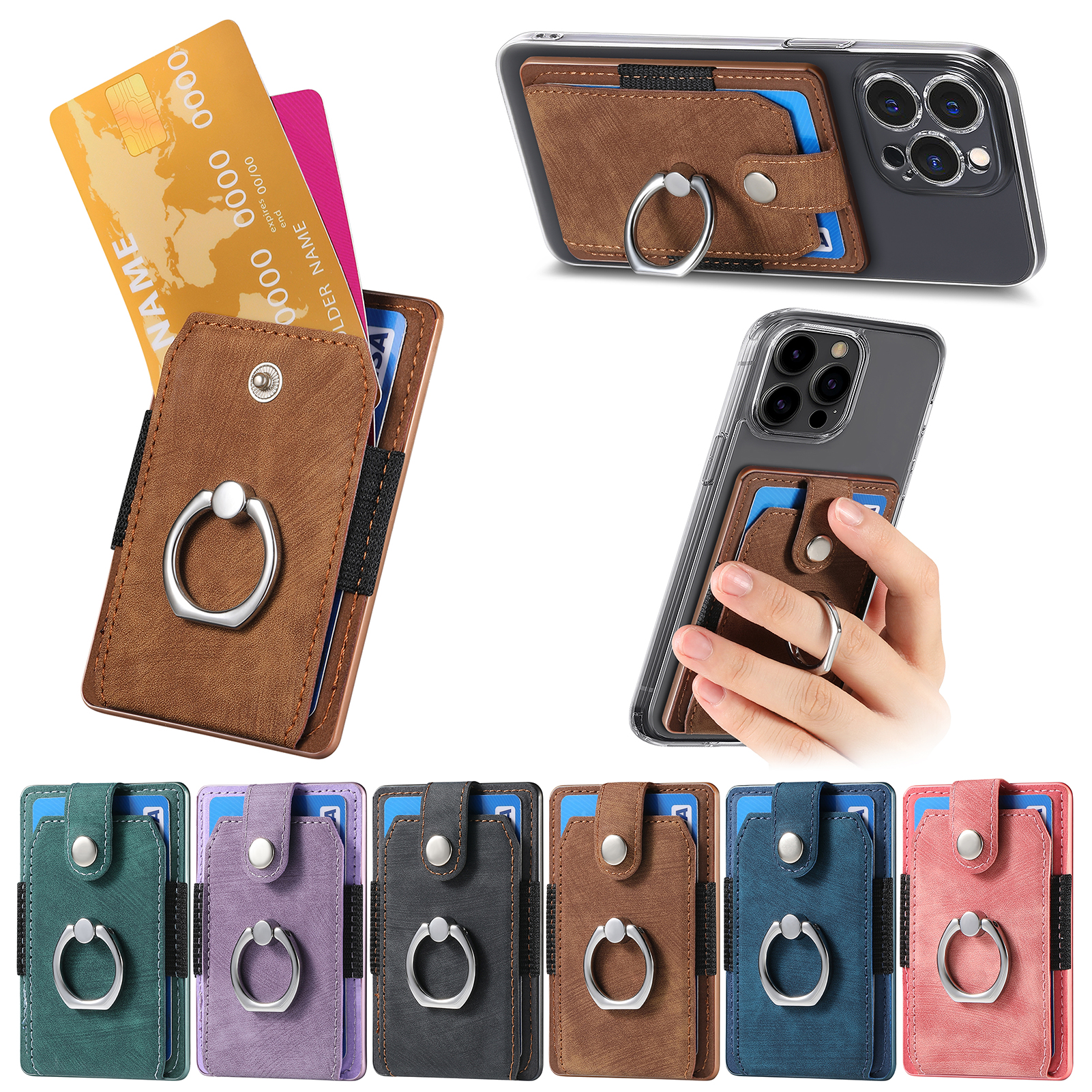 Supporto per telefono con fibbia ad anello adesivo da 1 pezzo Custodia per telefono portatile multifunzionale Confezione di schede universale Supporto da tavolo