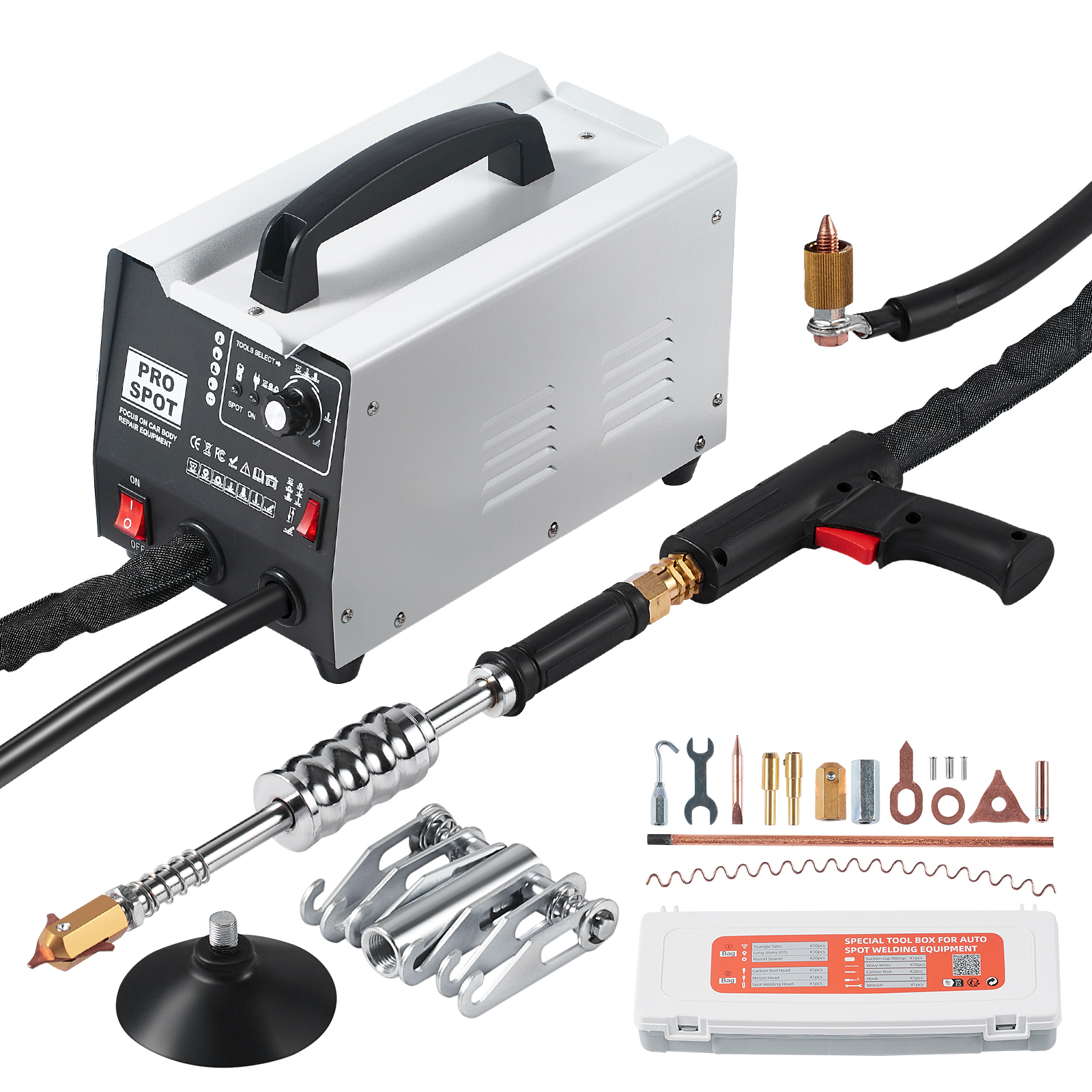 SucceBuy Stud Welder Reparatieset 1.8KW Auto Body Spot Welding Dent Puller Machine met 7 lasmodi voor auto vrachtwagen deukreparatie