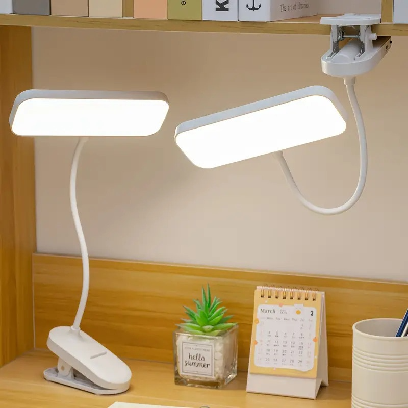 Lámpara de escritorio con carga USB LED con clip para estudiantes universitarios, escritorio de dormitorio y lámpara de lectura para dormitorio, adecuada para oficina, estudio, ser
