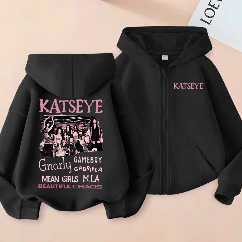 Nouvelle collection 2026 : Sweat à capuche zippé KATSEYE pour enfants – Mode décontractée pour garçons et filles