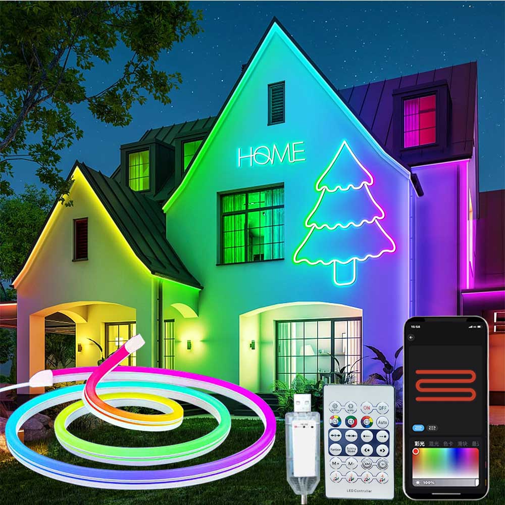 RGBIC Neon Streifen Licht Bluetooth Neon Led Streifen Lichter Smart 1M 2M 3M 5M Wasserdichte RGBIC Flex Band Led Band Musik Sync