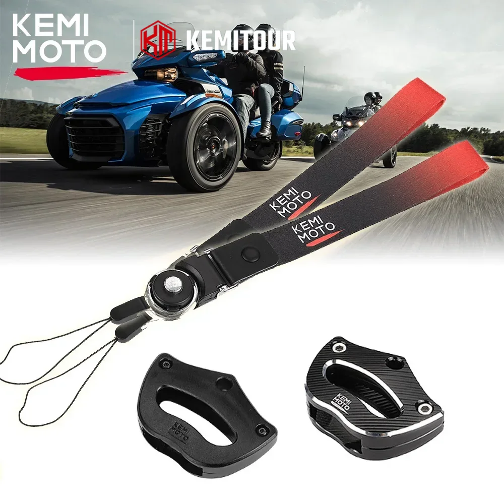 Kemimotoオンロードキーホルダー (ストラップ付き) 互換性があります-am spyder s rts rt sts f3 2014-2023ブラックプラスチックアルミニウム