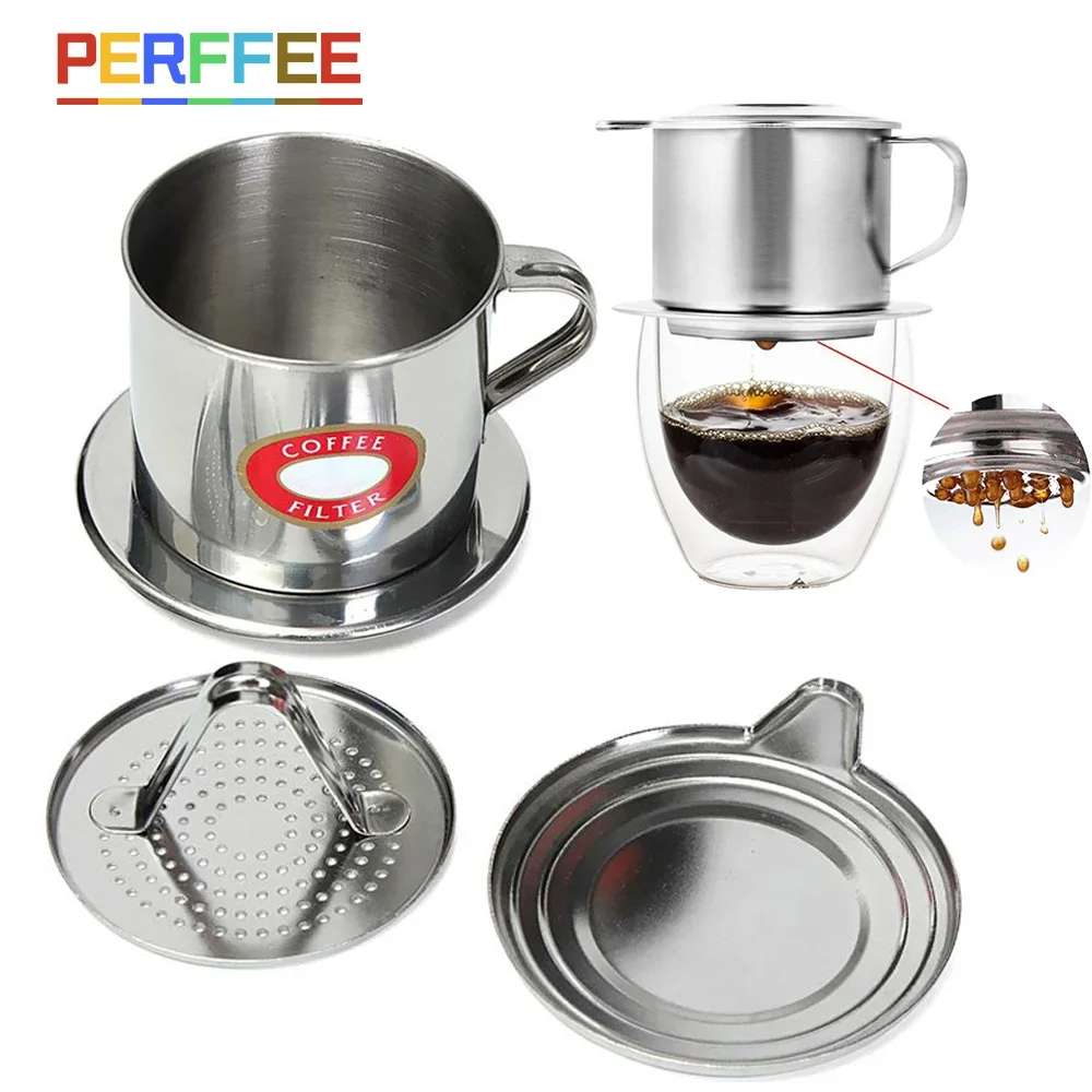 Filtre à café vietnamien en acier inoxydable, goutteur de café de Style vietnamien, Pot, tasse à infuser, filtre d'égouttement de café Portable