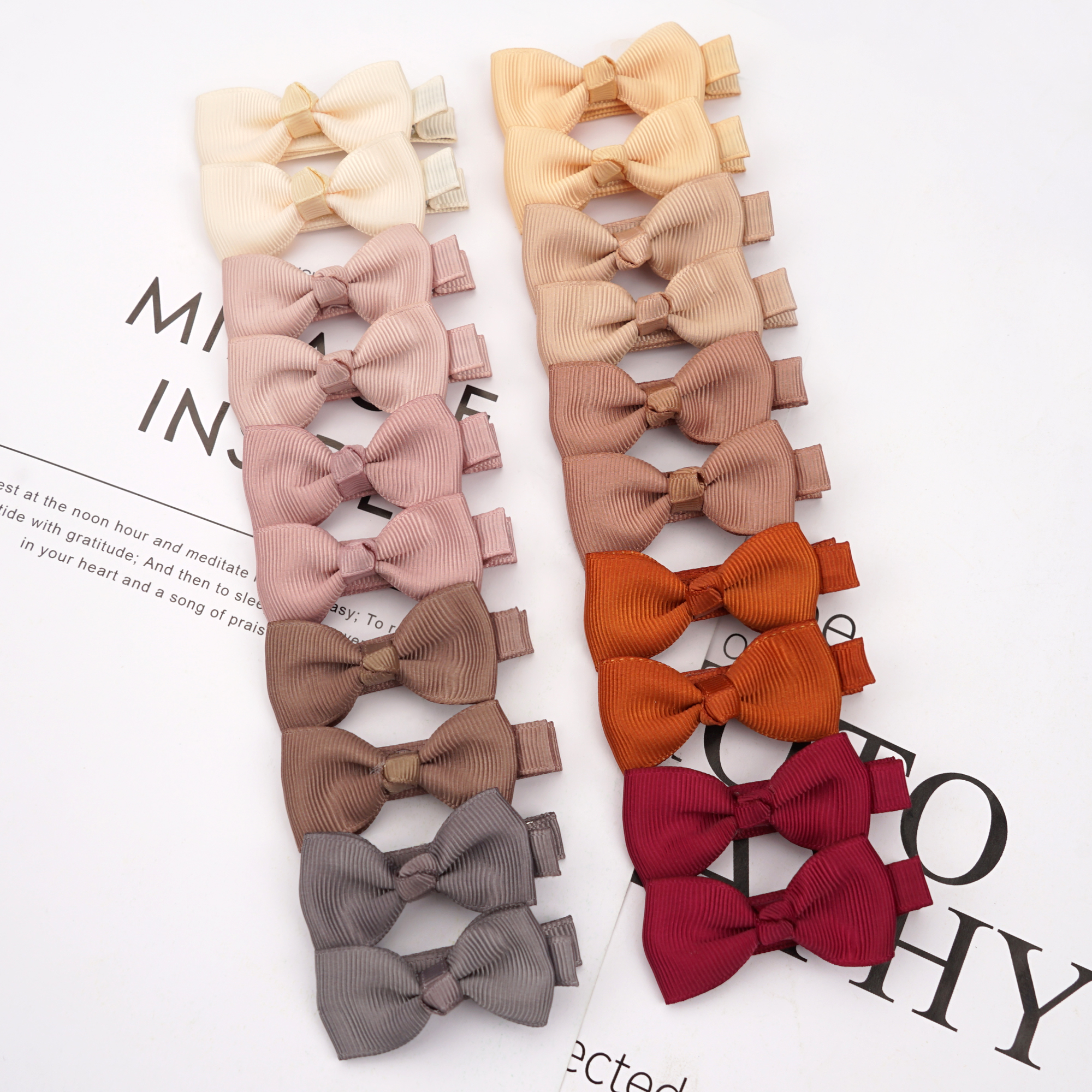 10/20 Pezzi Fiocchi per Capelli Boutique per Neonate e Bambine, in Grosgrain da 2 Pollici, Antiscivolo, Completamente Foderati, con Clip a Coccodrillo