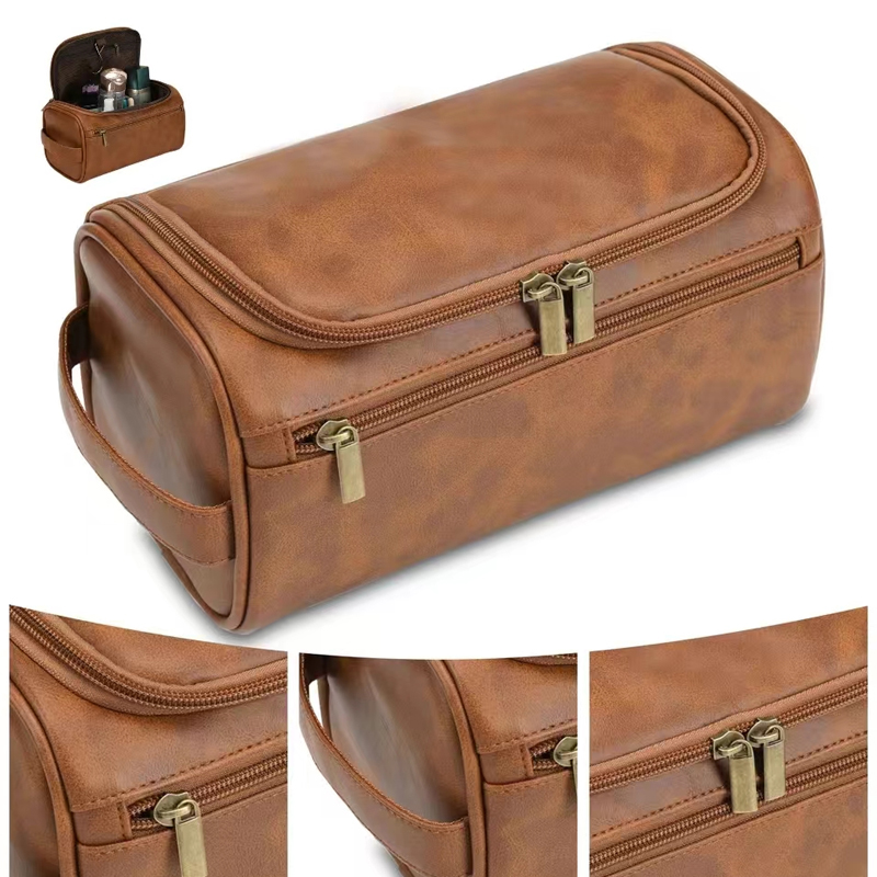 Neceser de cuero para hombres y mujeres, Kit Dopp, neceser colgante para hombre, neceser de viaje para viajar, bolsa de cosméticos grande para T
