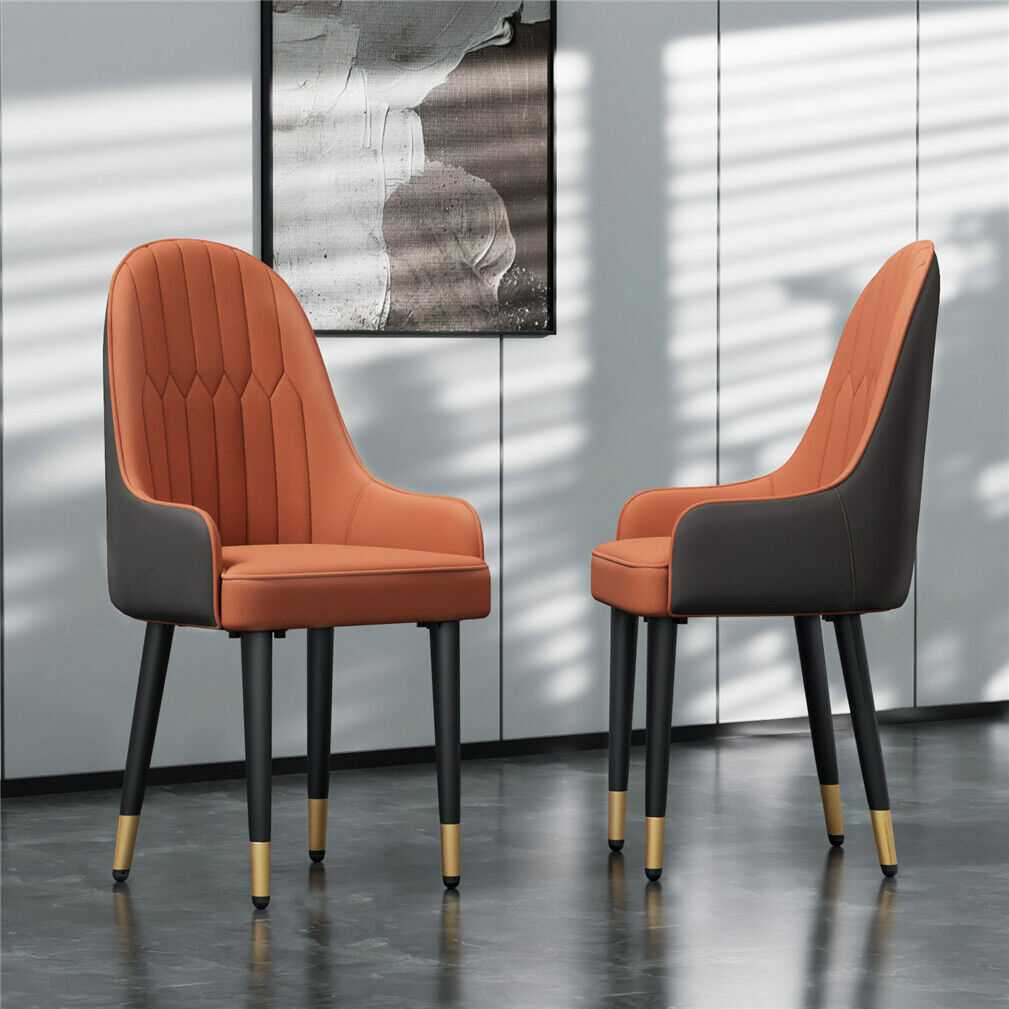 Set di 2 sedie da pranzo Pro in pelle con schienale solido, robuste gambe in metallo, facili da montare