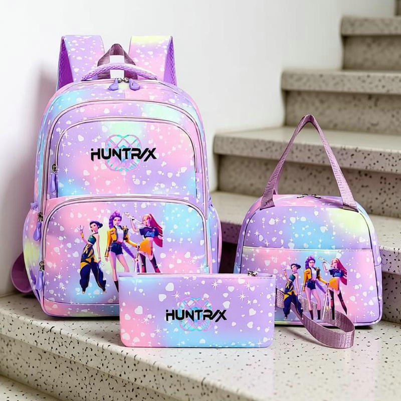 3 Buah Ransel Pemburu Setan KPop Tas Sekolah Kartun Tas Pelajar Remaja Tas Buku Laptop Kartun Tas Travel Mochilas