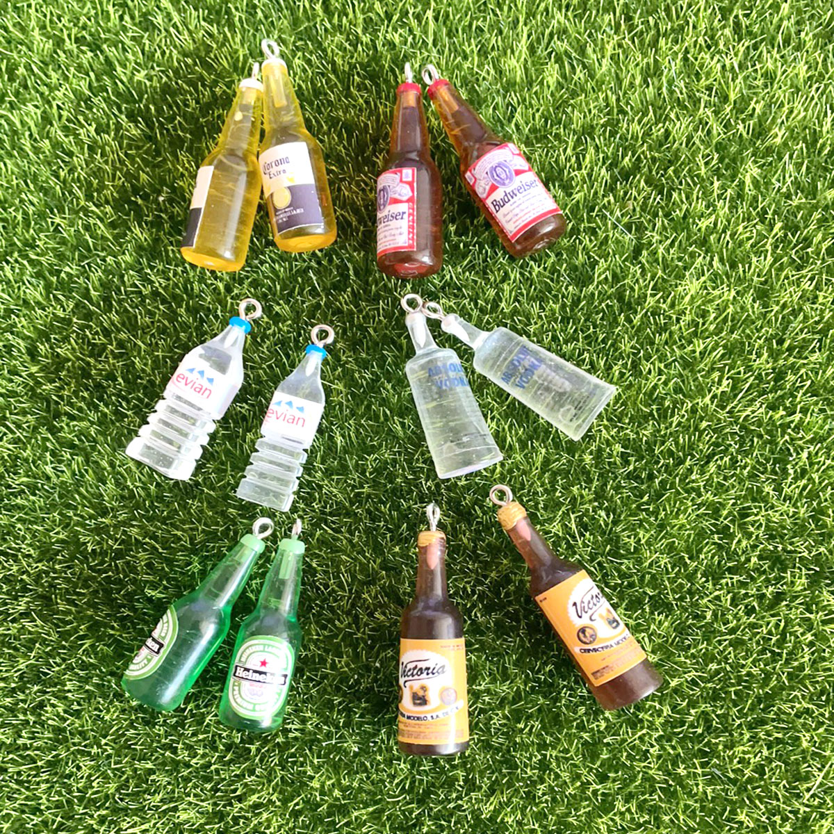 10 pçs simulação garrafa encantos para pingente diy jóias artesanais para brinco colar chaveiro