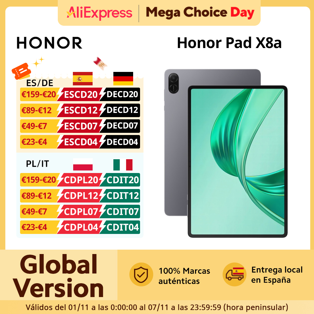 Globale Version HONOR Pad X8a 11 Zoll hohe Bildwiederholfrequenz Augekomfort 8300 mAh Akku Quad-Lautsprecher mit großer Ergiebigkeit Sprachverbesserung