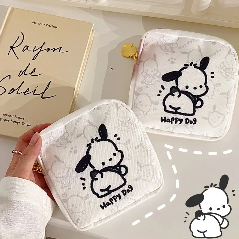 Sanrio Pochacco figuras de Anime Kawaii niñas bolsa de almacenaje de pañuelos sanitarios patrón de dibujos animados Mini monedero bolsa de cosméticos portátil