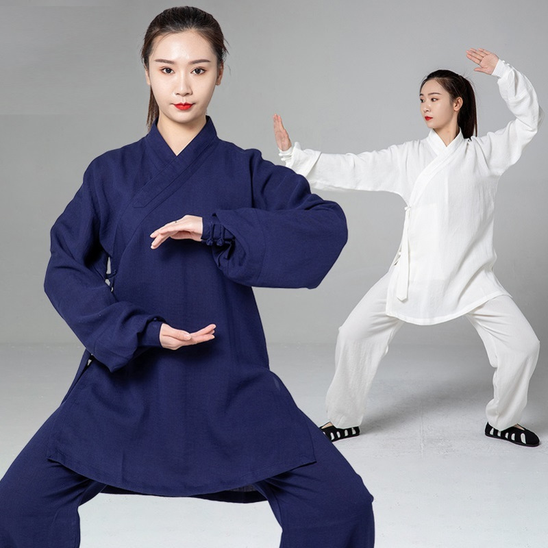 Vêtements traditionnels chinois en coton et lin pour femmes, Wudang Tai Chi, uniforme d'art Martial, ensemble haut et pantalon taoïste Kung Fu