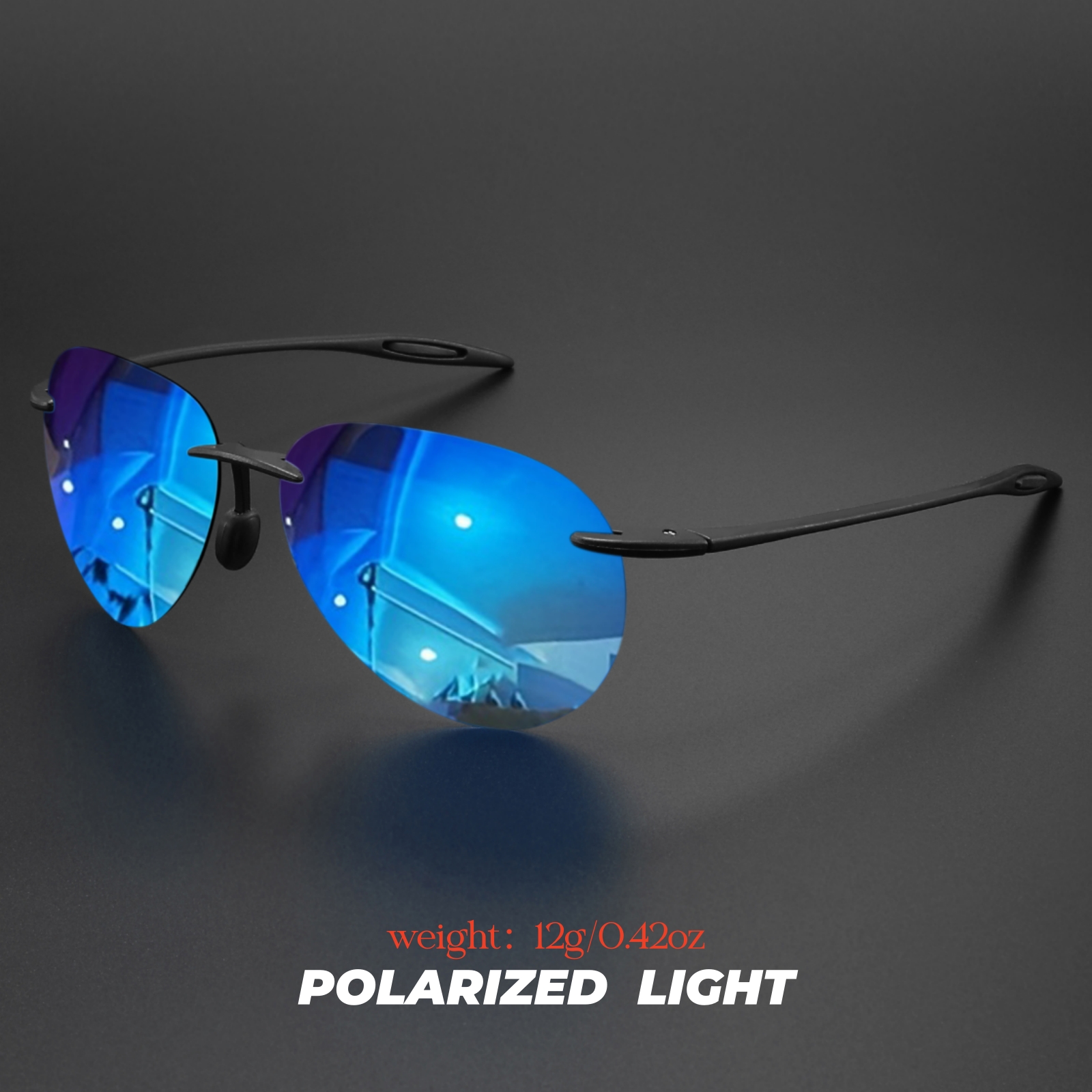 Occhiali da sole da aviatore polarizzati senza cornice TR90 ultraleggeri da 12 g - Vestibilità flessibile e confortevole unisex per la guida, la pesca, all'aperto