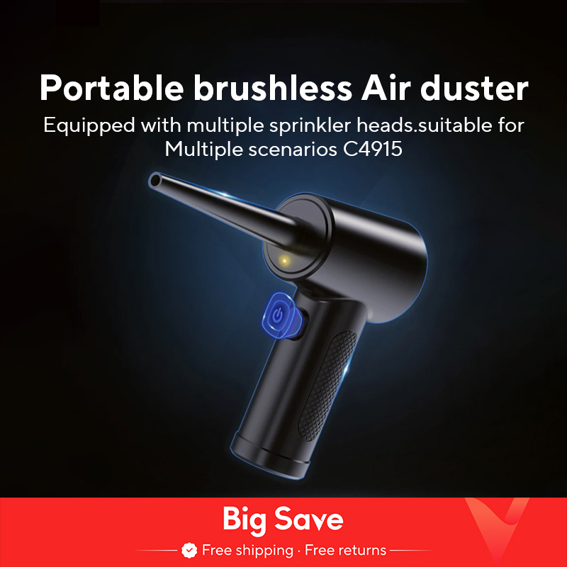 Protable Air Duster do czyszczenia komputerów 51000 obr./min Bezprzewodowa dmuchawa sprężonego powietrza ze światłem LED do komputerów PC Klawiatura do czyszczenia