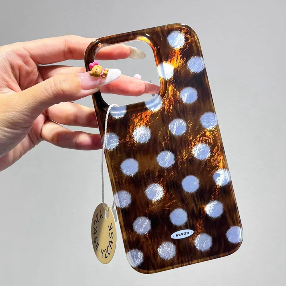 Custodia per telefono in TPU con punti circolari marroni coreani da donna per iPhone 17 Air 16 16e 15 14 13 12 Pro Max 7 8 Plus X XS XR SE 2022 2020 Cover