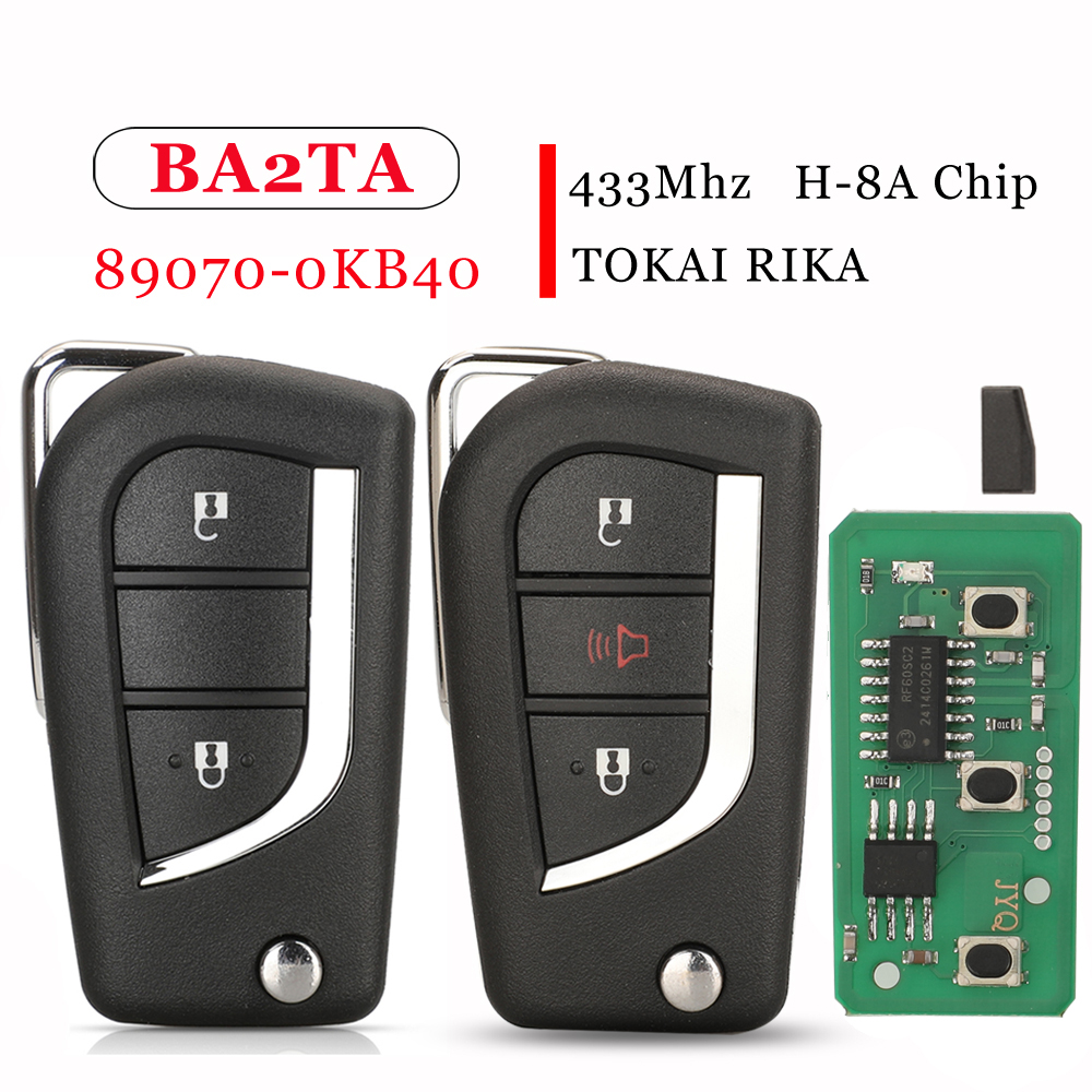 Jingyuqin 89070-0KB40 BA2TA 2BTN Zdalny kluczyk z klapką 433 MHz H-8A do Toyota Hilux 2015-2020 TOKAI RIKA H1-3689 TOY48
