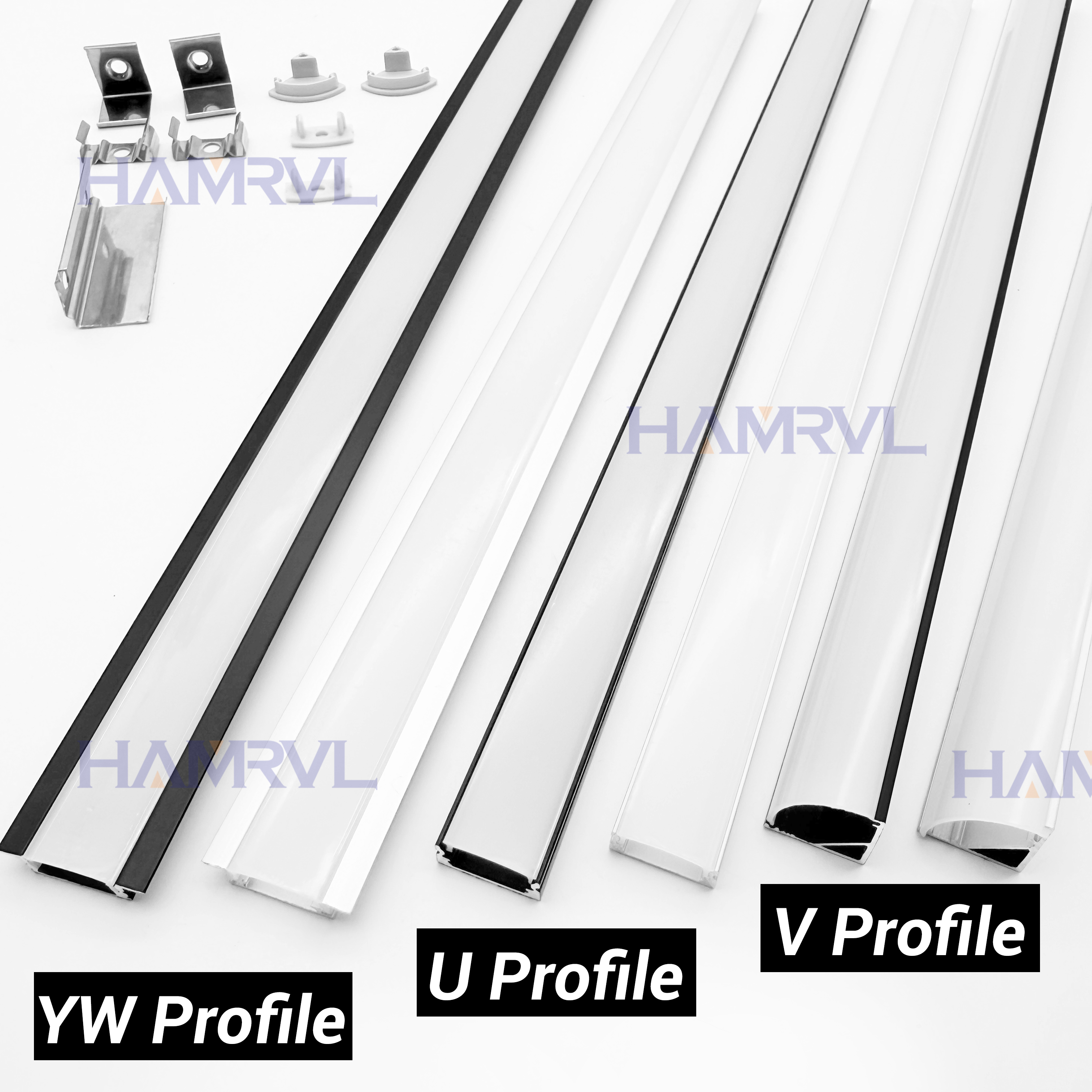 2-30 unids/pack perfil de aluminio LED 0,5 m/unid forma de U/V adecuado para tira de luz LED de 8-12mm materiales de decoración de canal de carcasa