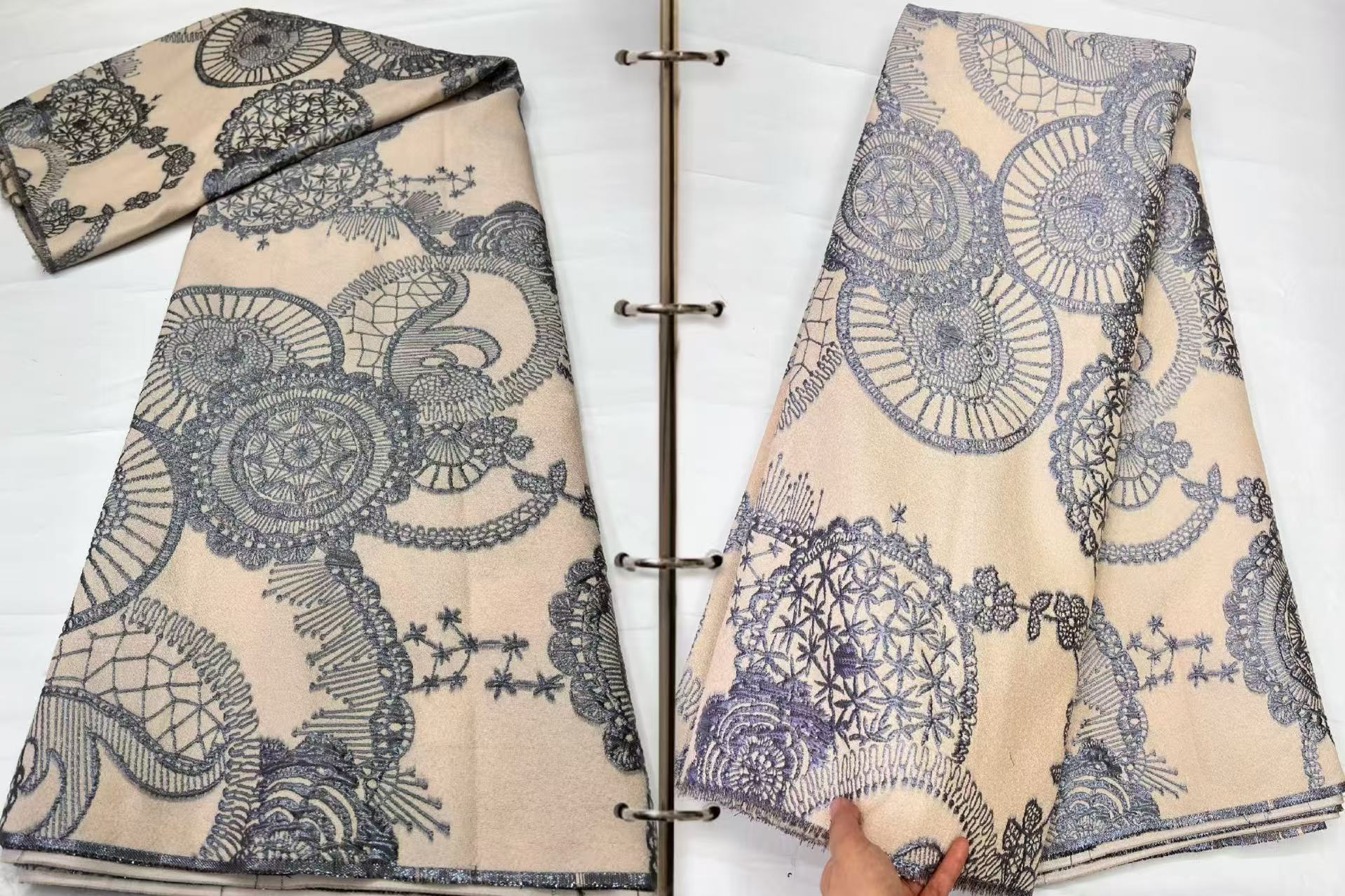 Kain Brokat Afrika Emas 5 Yard, Brokat Jacquard Nigeria, Brokat Emas Berkualitas Tinggi 2025 untuk Pakaian Pesta Pernikahan