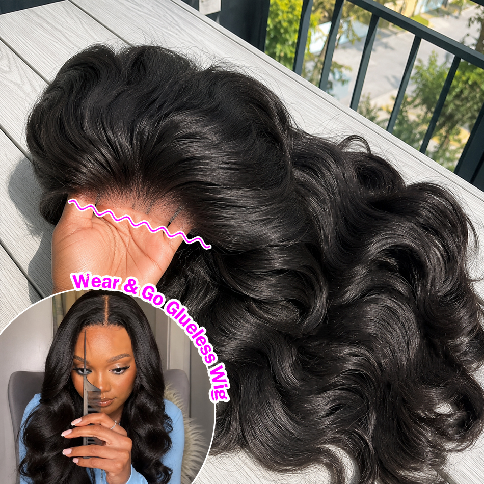 Parrucca Body Wave Wear Go 5x5 senza colla, densità 250, in capelli umani, 30-36 pollici, con chiusura in pizzo HD 4x4, pre-strappata, pre-tagliata, riccia, per donna, installazione in 3 secondi