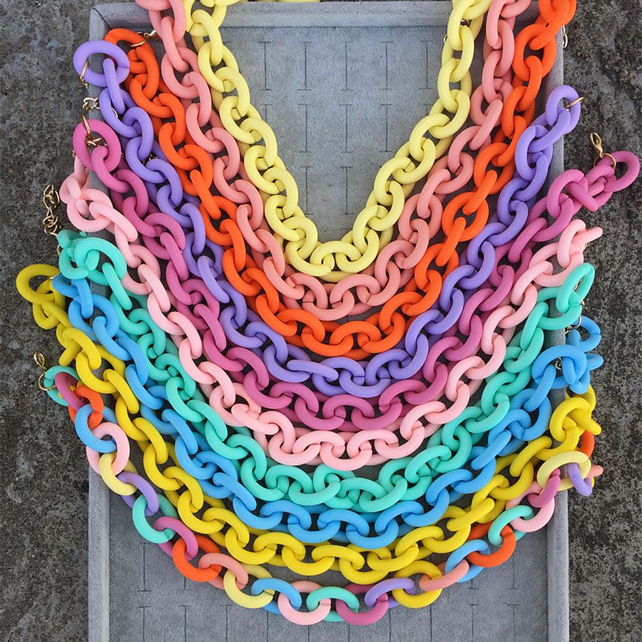 FishSheep – collier ras du cou en acrylique coloré pour femmes, grande chaîne, à la mode, Hip Hop, couleur bonbon, collier long, bijoux y2k, cadeaux