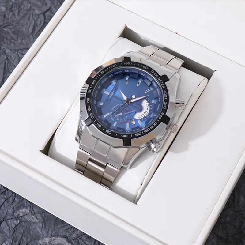 Reloj deportivo de acero inoxidable para hombre, cronógrafo de cuarzo, de pulsera, informal, de negocios, de lujo, a la moda