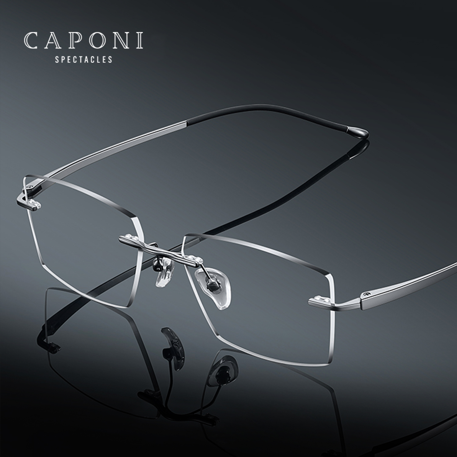 CAPONI Bril Voor Mannen Puur Titanium Lichtgewicht Anti Blauw Licht Computer Bril Designer Randloze Uv400 Brilmonturen J24606