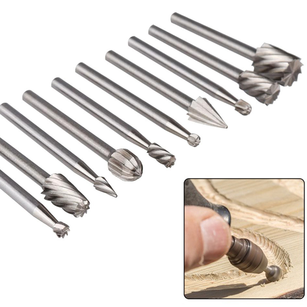 10pcs HSS Rotary File For Steel Milling Cutters For Metal Rat-tail File Hard Metal Rotary File Set Compatible Woodworking Tool