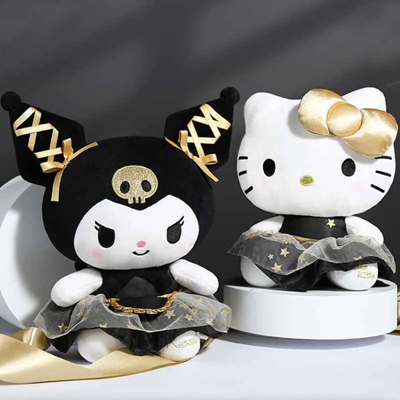 25 см новая плюшевая игрушка Sanrio Kawaii Black Gold Series, мягкая подушка, милый Куроми, подарок на день рождения «Hello Kitty», детская игрушка