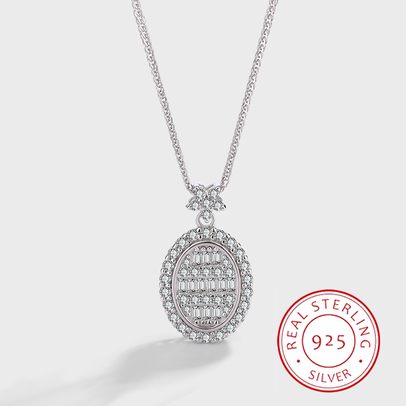 Fashion Classic Authentic S925 Silver Round Full Diamond collana con ciondolo temperamento da donna Versatile catena clavicola