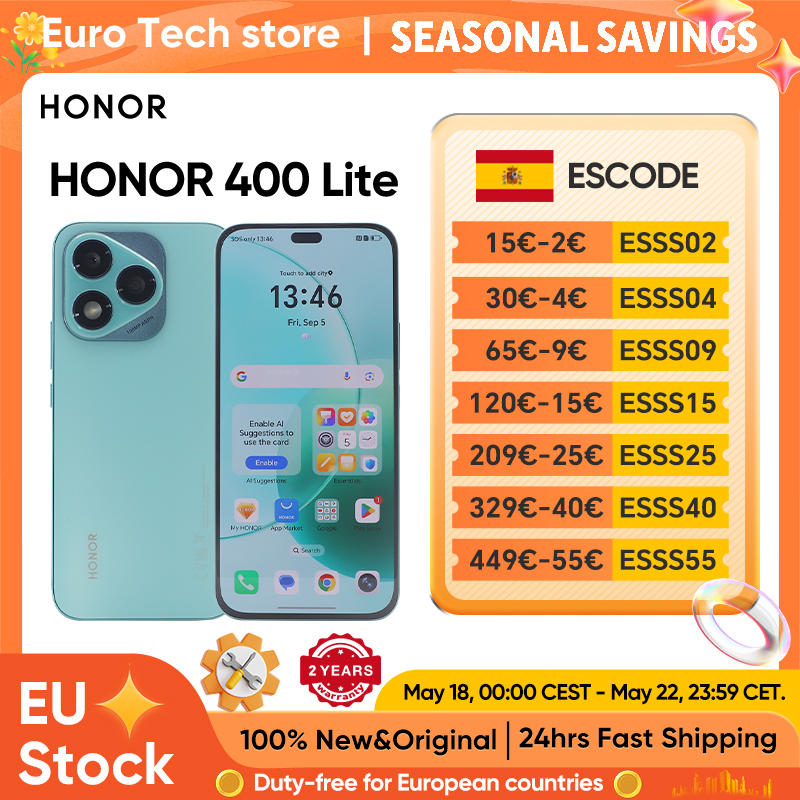 HONOR 400 Lite 5G Smartphone Globale Versie MTK Dimensity 7025-Ultra 6.7'' AI Camera 108MP 5230mAh 35W SuperCharge AMOLED Display