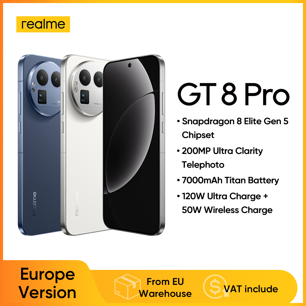 realme GT 8 Pro Smartphone EU Version Snapdragon 8 Elite Gen 5 200MP Ultra Caméra, Batterie 7000mAh, Charge sans fil 120W et 50 W Non inclus