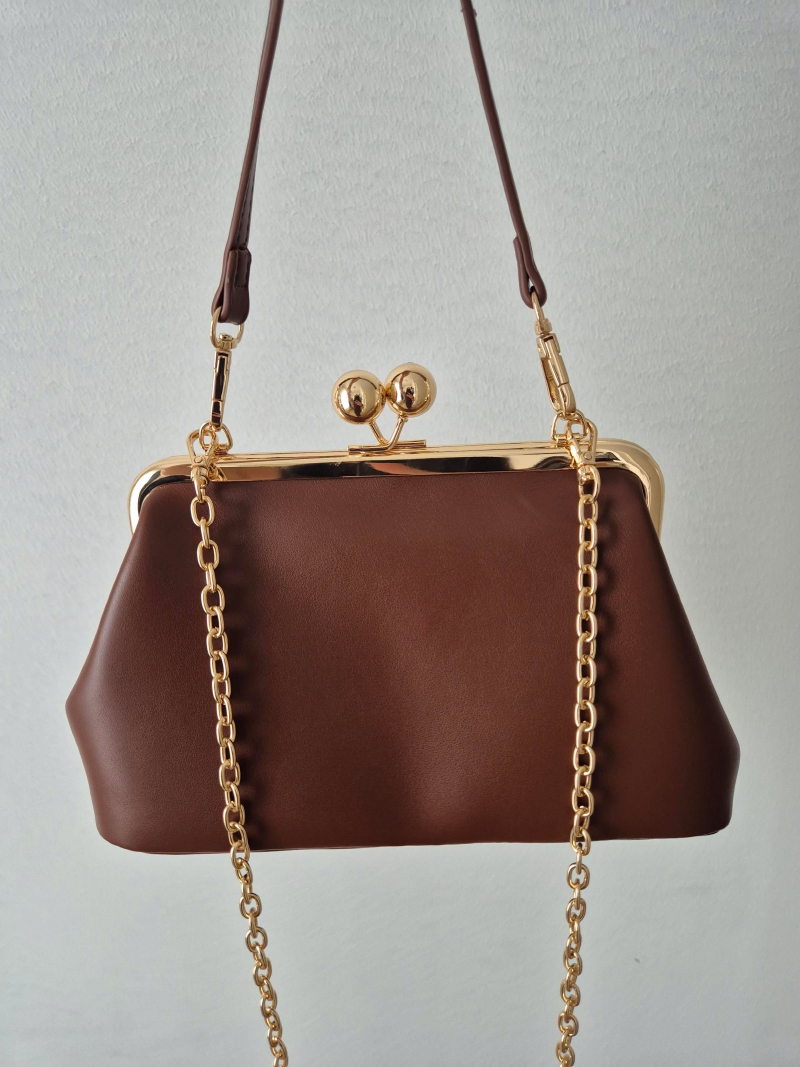 Sac de soirée à clipser KissLock pour femme, grande capacité, en cuir PU, sac à main coquille, nouvelle collection 2026, sac à bandoulière Clutch