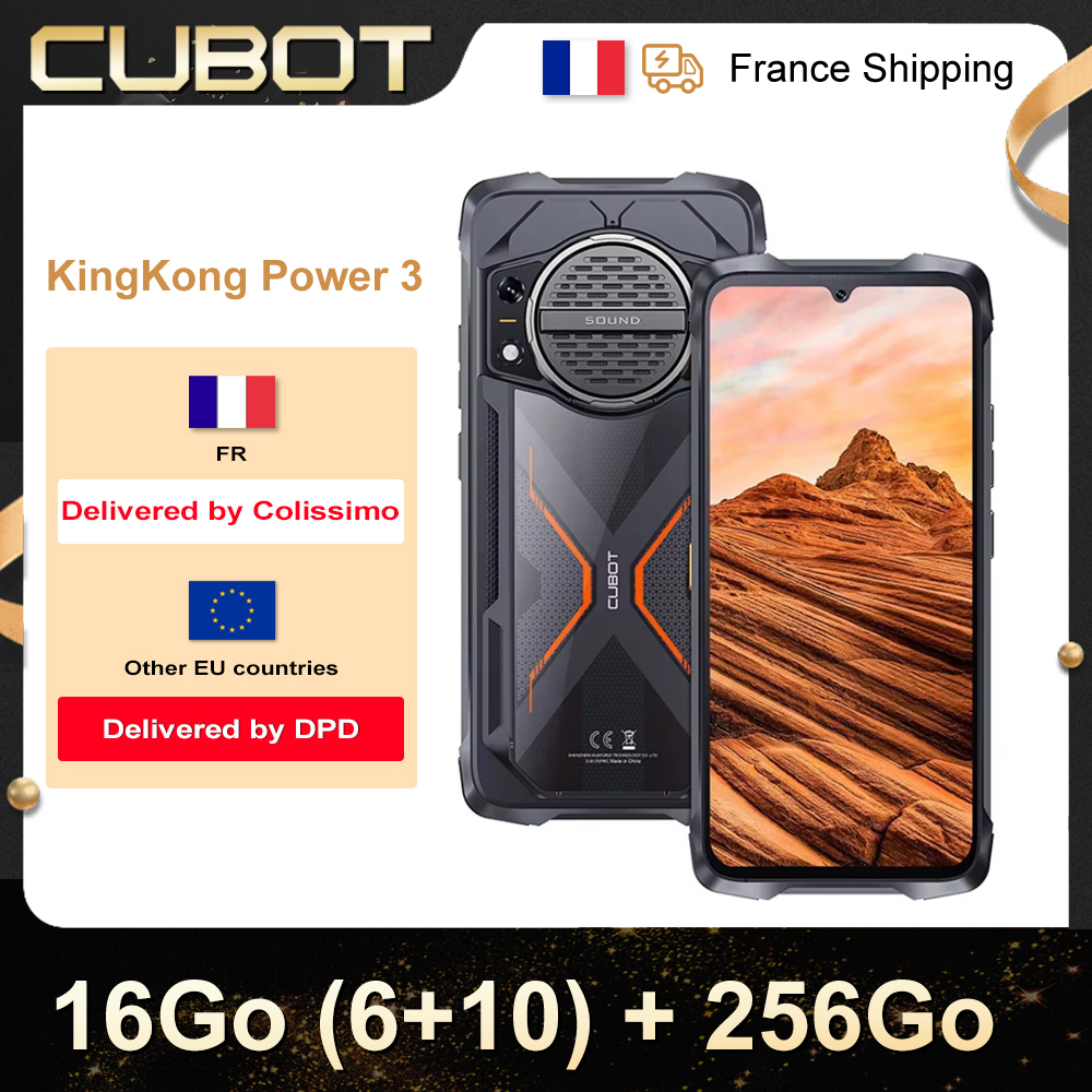 Cubot KingKong Power 3, Smartphone Android 14, Altavoz de 123dB, Helio G99, Pantalla de 6,72" de 120Hz, Ampliable hasta 24GB de RAM, 256GB de ROM, Batería de 10200mAh, Cámara de 100MP, NFC, 4G movil