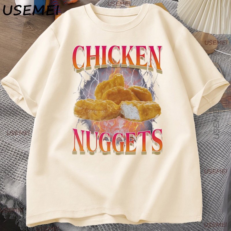 Drôle pépites de poulet T-shirt hommes 90s Vintage coton à manches courtes T-shirt décontracté col rond graphique t-shirts en vrac imprimé t-shirts