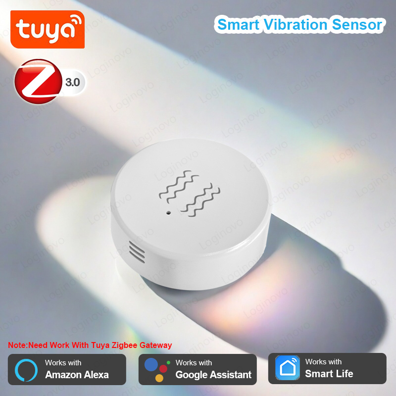 Tuya ZigBee-Sensor de vibración y inclinación, detección de alarma para puerta y ventana, automatización del hogar inteligente, sistema de protección de seguridad, Alexa y Google