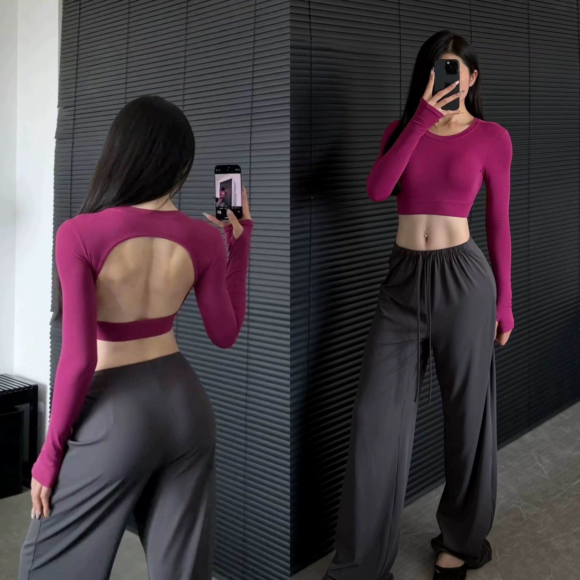 Top fitness traspirante a maniche corte con scollo scavato