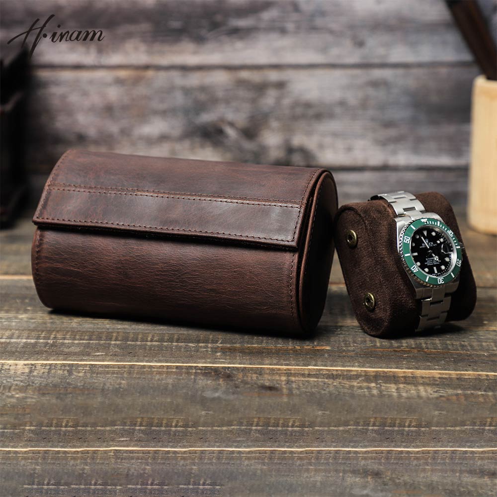 Zegarek Box prawdziwej skóry przechowywanie zegarków organizator przenośny Retro zegarek podróży Roll Case odpinany uchwyt wspornika dla kobiet mężczyzn
