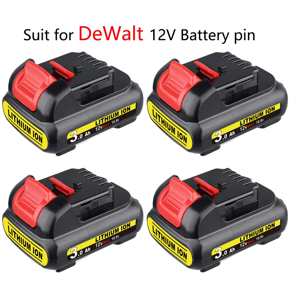 Baterai Lithium Ion DCB120 3.0Ah 1/2/4Pack 12V Pengganti untuk DeWalt DCB123 DCB127 DCB101 DCB119 DCD700 Baterai Kapasitas Lebih Tinggi