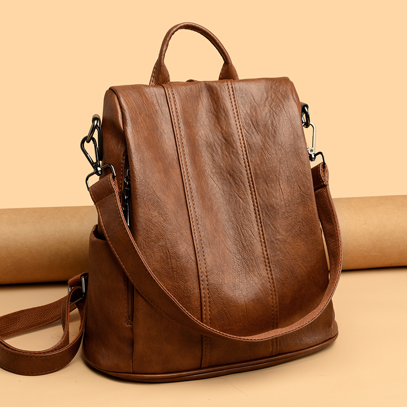 Novo anti roubo mochila bolsas de alta qualidade couro macio feminino saco do vintage sacos escolares viagem bagpack senhoras bookbag
