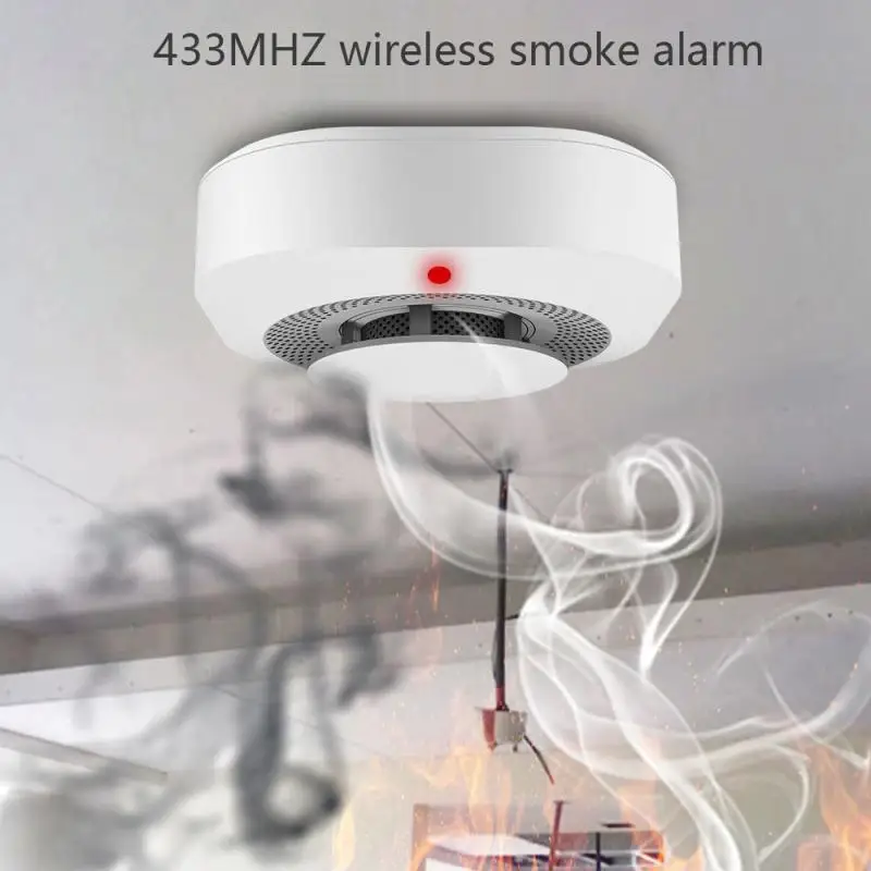실내 가정 안전 정원 보안용 무선 연기 감지기, 화재 경보 센서, 433MHz