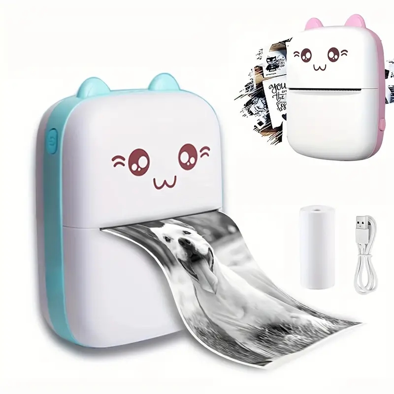 Mini CAT portable imprimante thermique impression photo poche thermique étiquette imprimante 58mm impression sans fil Bluetooth Android iOS imprimantes