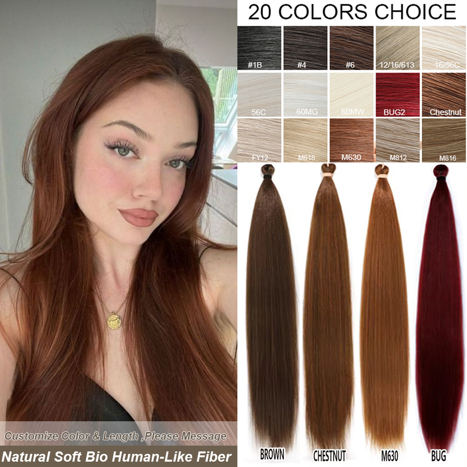 28 Zoll 300 Gramm HÀkelzöpfe Glattes Haar Ombre Braun 6 # Blond 613 # Orange Hair Bio Hochtemperatur-Synthetikhaar