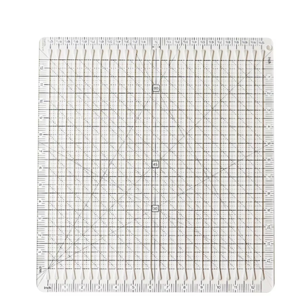 Cutting Assistant 5-in-1 Quilting Ruler Acrylic Easy To Read Scale Slotted Quilting Template Non Slip Square