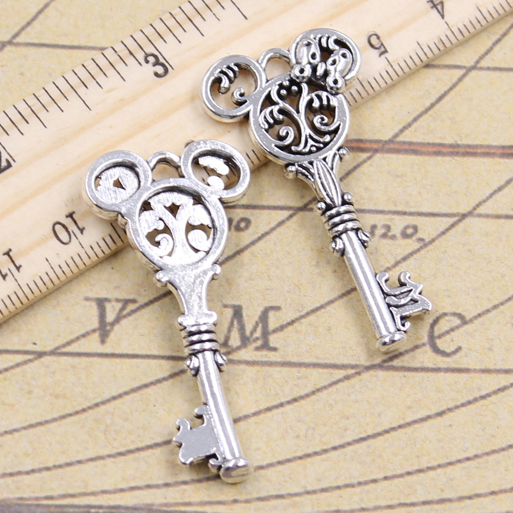 6pcs Charms VINTAGE Mouse Key 46x22 มม.ทิเบตจี้หัตถกรรมทําผล Handmade โบราณเครื่องประดับ DIY สร้อยคอ
