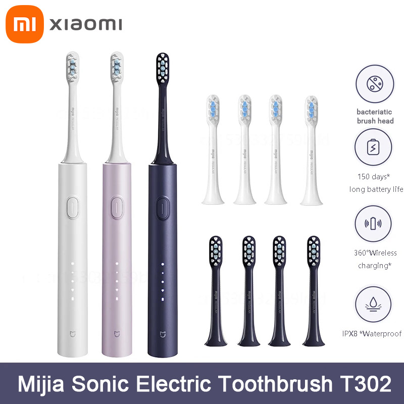 XIAOMI Mijia Sonic Sikat Gigi Listrik T302 3 Warna 4 Kepala Sikat IPX8 Tahan Air 360 °   Pengisian Nirkabel 4 Mode Membersihkan Gigi