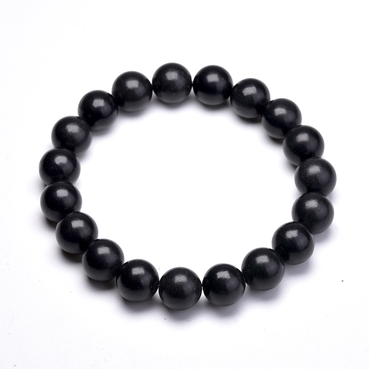 Nature Black Shungite Beads Energy Power Stretch Bracelets for Men Women Bangles Healing Meditation Jewelry