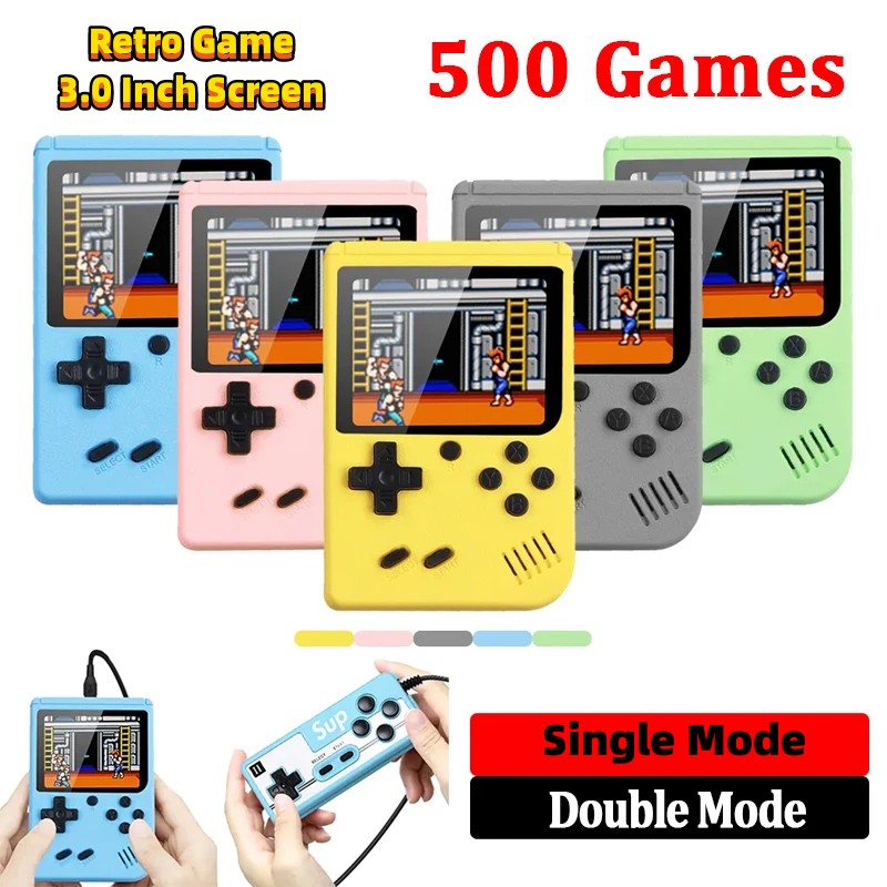 コンソール-8ビットミニコンソール,3.0インチLCDスクリーン,レトロスタイル,ポータブル,子供用ゲームプレーヤー,500ゲームの内蔵,ギフト