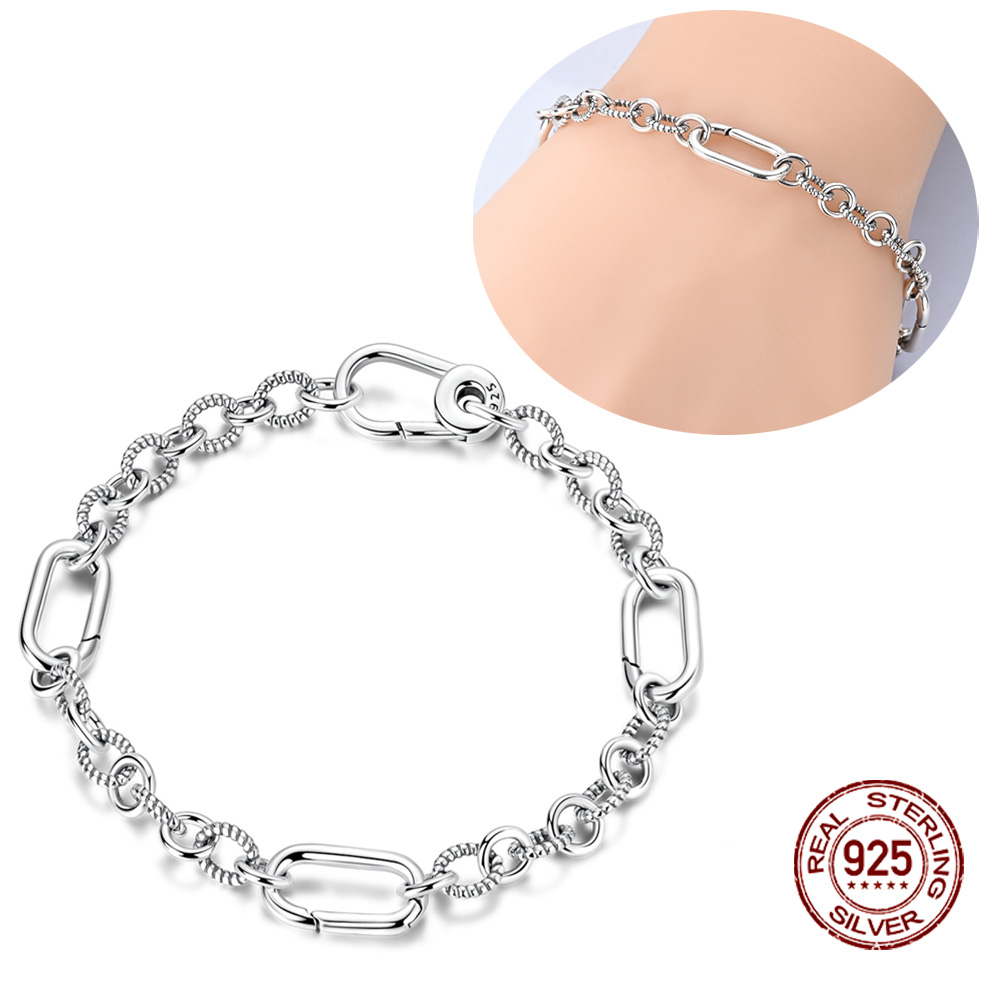 925 Sterling Silver Fried Dough Twists Chain Original Bracelet for Women Fit Original Charms Beads DIY Making Gift