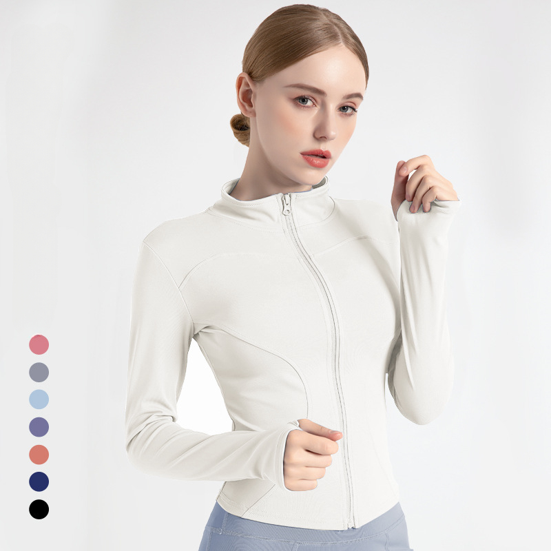 2026 Lente en Zomer Nieuwe Dames Fitnessjas Sneldrogende Kraag Yoga Kleding Lange mouwen Ademende Sport Fietsen Top