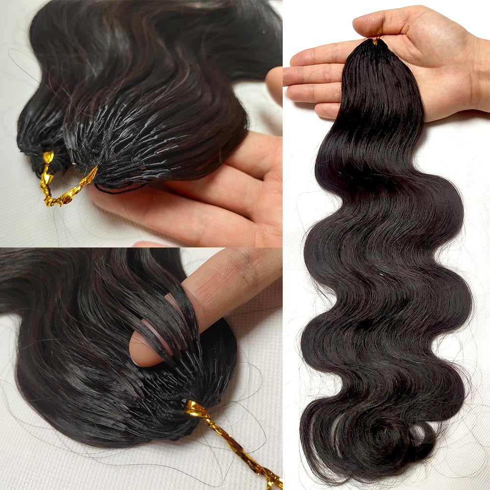 Smilegirl Feather Crochet Hair in Capelli Umani Pre-Loopati, Ondulati, per Trecce Boho e Miracle Knots