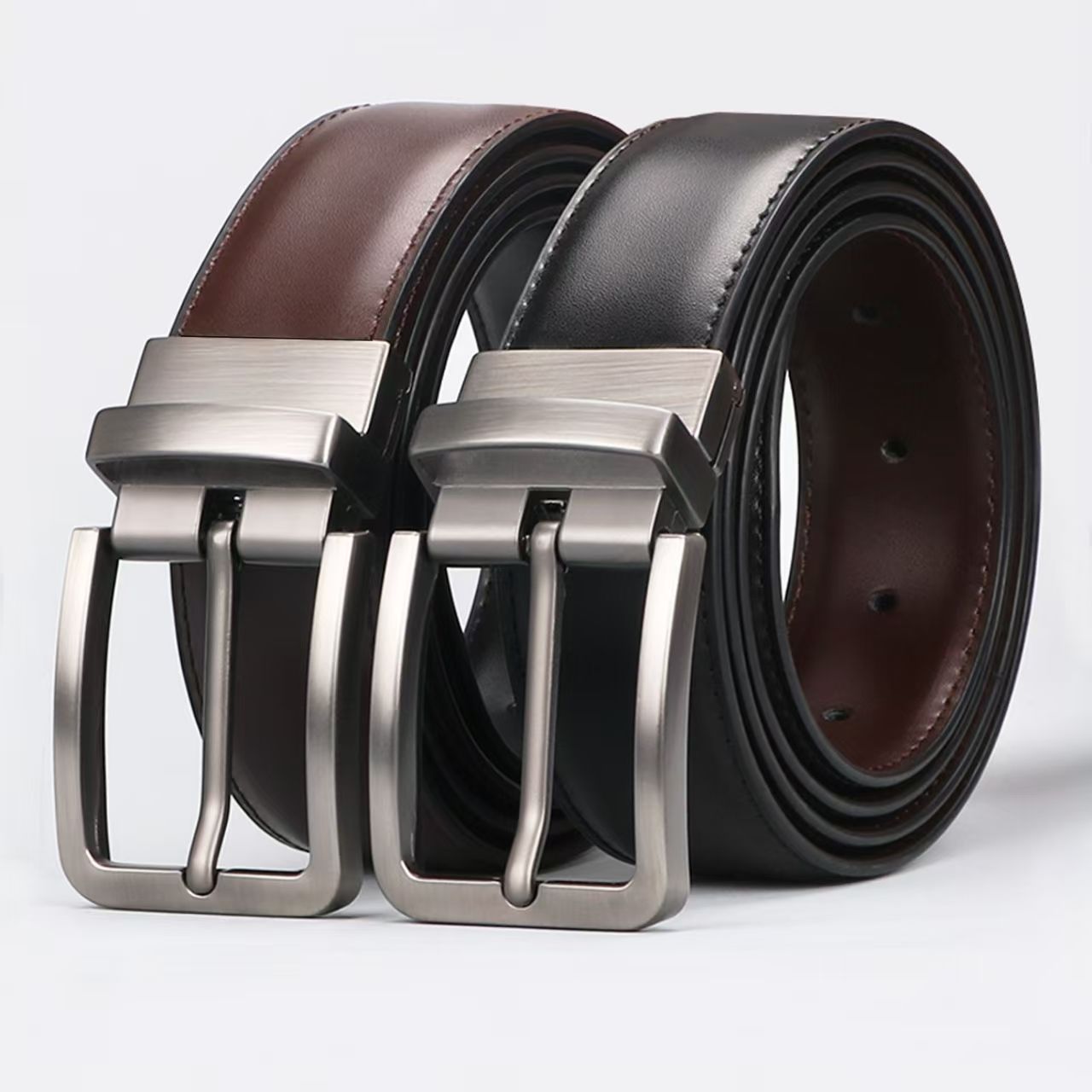 Ceinture en cuir de luxe et tendance pour hommes, ceinture en cuir pour hommes d'affaires avec boucle rotative en alliage, convient aux jeans pour hommes et femmes